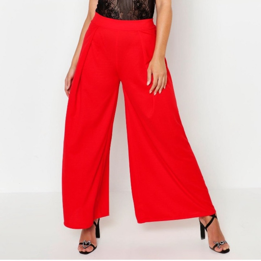Wide leg woven trouser